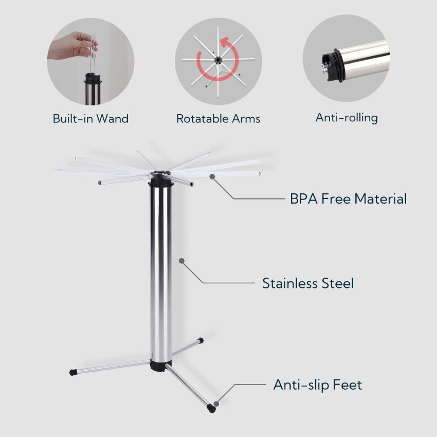 KITCHENDAO collapsible pasta drying rack for homemade pasta.
