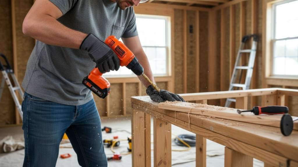 Person using BLACK+DECKER PowerConnect a home DIY renovation task