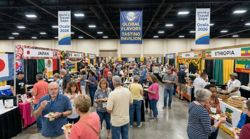 Global cultural food tasting experience at World of Travel Expo Ocala 2026
