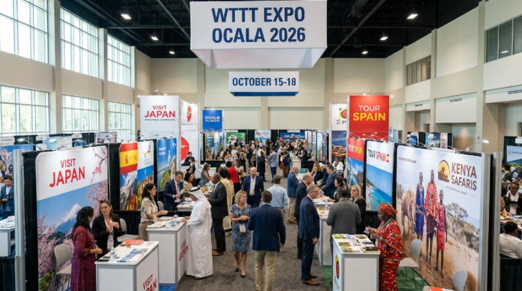 International tourism exhibitors at WTTT Expo Ocala 2026 exhibition floor