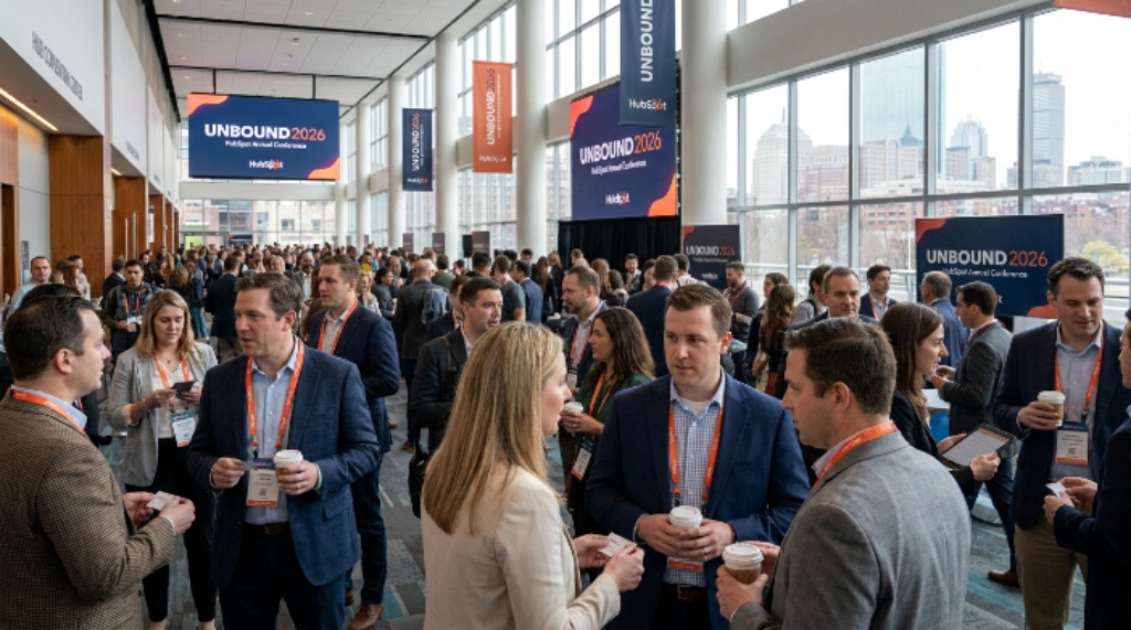 Attendees networking at UNBOUND 2026 HubSpot annual conference Boston